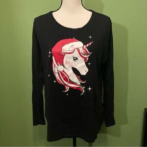 ❤️ 2 for $10 ❤️ Place Black Unicorn Long Sleeve Tee Shirt